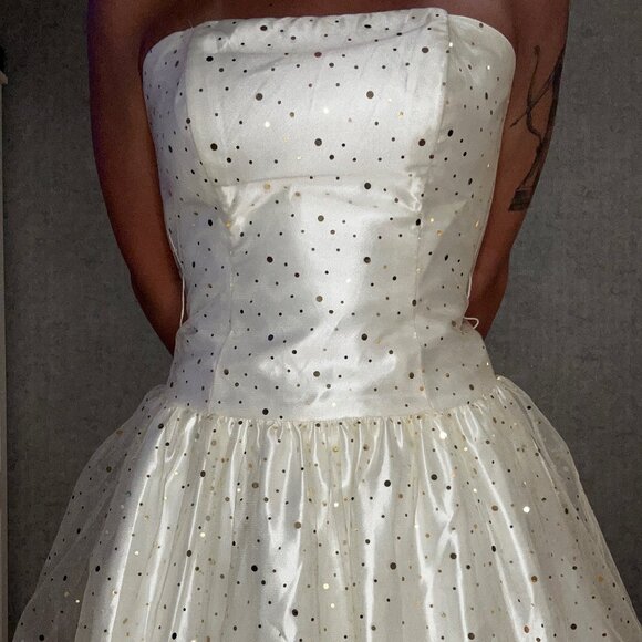 Cream strapless Y2K Vintage Jessica McClintock for Gunne Sax dress - Picture 6 of 7